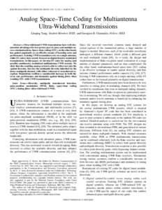 Electronic engineering / Data transmission / Information theory / Network performance / Wireless / Ultra-wideband / Antenna diversity / Multipath propagation / Space–time code / Telecommunications engineering / Radio resource management / Technology