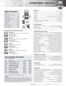 STANFORD CARDINAL 2013 PAC-12 CHAMPIONS • ROSE BOWL GAME GUIDE Quick Facts  Table of Contents