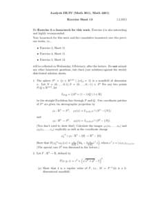 Analysis III/IV (Math 3011, MathExercise SheetDo Exercise 2 as homework for this week. Exercise 4 is also interesting