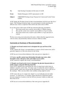 5JSC/Chair/6/Chair follow-up/ACOC response 22 March[removed]1To: Joint Steering Committee for Revision of AACR