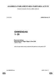 ASAMBLEA PARLAMENTARIA PARITARIA ACP-UE Comisión de Asuntos Sociales y Medio Ambiente[removed]AP101.526/AA1-25