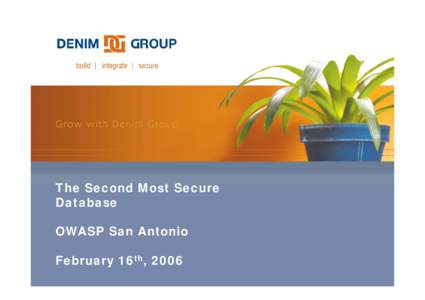 Microsoft PowerPoint - OWASP_SanAntonio_February2006_SecondMostSecureDatabase.ppt