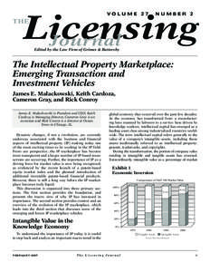 VOLUME 27  NUMBER 2 Licensing Journal