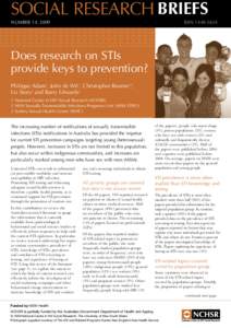 SOCIAL RESEARCH BRIEFS NUMBER 14, 2009 ISSN 1448-563X  Does research on STIs
