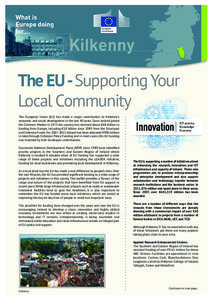 The EU -Supporting Your Local Community The European Union (EU) has made a major contribution to Kilkenny’s economic and social development in the last 40 years. Since Ireland joined the Common Market in 1973 the count
