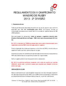REGULAMENTO D0 II CAMPEONATO MINEIRO DE RUGBY[removed]ª DIVISÃO