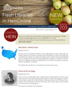 LIBRARIES a homegrown, fresh approach to legal research. AALL 2014 | San Antonio, TX BOOTH