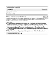 Parliamentary questions 10 October 2014 P[removed]Question for written answer