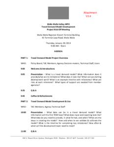 Walla Walla Valley MPO Travel Demand Model Development Project Kickoff Meeting Agenda - January 30, 2014