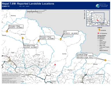 Nepal 7.8M- Reported Landslide Locations 02MAY15 PDC - NPL - LS005 0 0