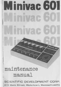 Minivac 601 in * maintenance manual SC IEN TIFIC DEVELOPMENT CORP.