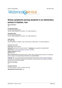 Article ID: WMC004969  ISSNStress symptoms among students in an elementary school in Kashan, Iran