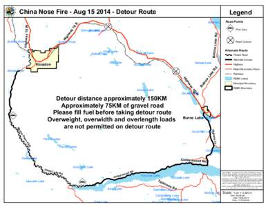 China Nose Fire - Aug[removed]Detour Route  ç Babine Lake Road Points