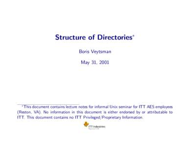 Structure of Directories∗ Boris Veytsman May 31, 2001 ∗