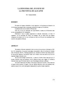 LA INDUSTRIA DEL JUGUETE EN LA PROVINCIA DE ALICANTE M. J. Santos Deltell