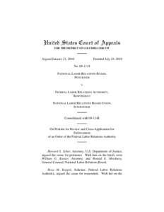 United States Court of Appeals FOR THE DISTRICT OF COLUMBIA CIRCUIT Argued January 21, 2010  Decided July 23, 2010