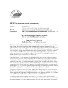   	
      NEWS	
  for	
  immediate	
  release	
  December	
  2014	
  