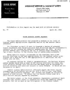 AREA CODE[removed]INSURANcrlNSTITUTE For HIGRWAY SAfETY Watergate Office Building 2600 Virginia Avenue, N. W. Washington, D. C[removed]