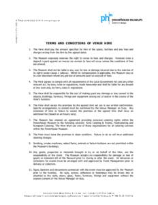 Powerhouse Museum Terms & Conditions of venue hire