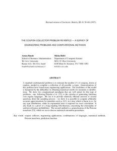 Revised version of Stochastic Models, 13, #1 39−[removed]THE COUPON-COLLECTOR PROBLEM REVISITED — A SURVEY OF