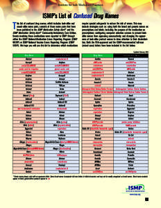 Institute for Safe Medication Practices  ISMP’s List of Confused Drug Names his list of confused drug names, which includes look-alike and sound-alike name pairs, consists of those name pairs that have been published i