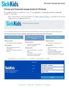 Remote Access Services Clinical and Corporate Access Guide for Windows Remote Access Services  Remote Access Services