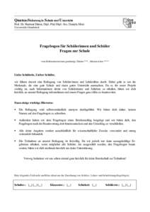 Qua SSU Qualitäts Sicherung in Schule und Unterricht Prof. Dr. Hartmut Ditton, Dipl.-Päd./Dipl.-Soz. Daniela Merz Universität Osnabrück