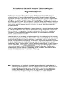 AERA Program Questionnaire