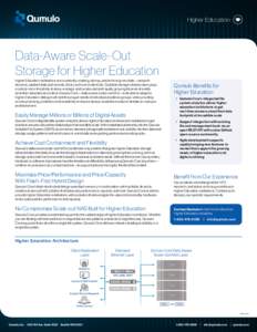 Higher Education  Data-Aware Scale-Out Storage for Higher Education Higher Education institutions are constantly creating, storing, and archiving new data—research divisions, student data and records, library archival 