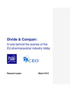 Divide & Conquer: A look behind the scenes of the EU pharmaceutical industry lobby Research paper