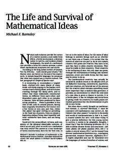 The Life and Survival of Mathematical Ideas Michael F. Barnsley N