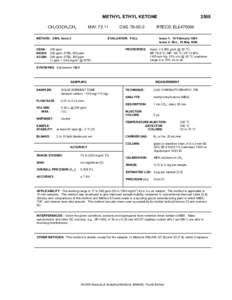 METHYL ETHYL KETONE CH3 COCH2 CH3 MW: [removed]METHOD: 2500, Issue 2