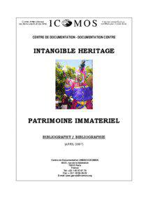 CENTRE DE DOCUMENTATION - DOCUMENTATION CENTRE  INTANGIBLE HERITAGE