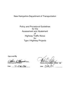 New Hampshire Department of Transportation   Policy and Procedural Guidelines  for the  Assessment and Abatement  of 