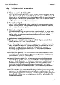 Nepal Investment Board  June 2012 Why PDA?| Questions & Answers 1. What is the function of a PDA template?