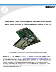 Gumstix Designs Custom AeroCore 2 Expansion Board for the DragonBoard 410C    Take Your Project to the Skies with this MAV control board featuring a Cortex­M4 and NuttX RTOS      