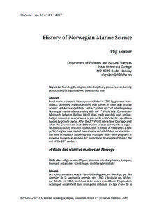 Océanis • vol. 33 no 3/4 • 2007  History of Norwegian Marine Science