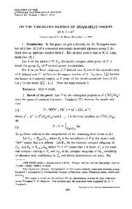 BULLETIN OF THE AMERICAN MATHEMATICAL SOCIETY Volume 82, Number 2, March 1976 ON THE TAMAGAWA NUMBER OF QUASI-SPLIT GROUPS BY K. F. LAI1