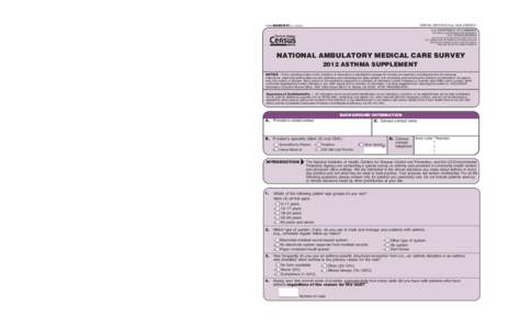 2012 National Ambulatory Medical Care Survey Asthma Supplement