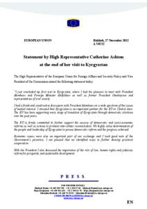 EUROPEA1 U1IO1  Bishkek, 27 1ovember 2012 A[removed]Statement by High Representative Catherine Ashton