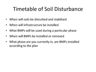 Timetable of Soil Disturbance