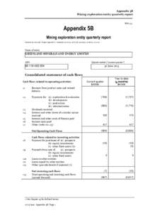 Appendix 5B Mining exploration entity quarterly report Rule 5.3 Appendix 5B Mining exploration entity quarterly report