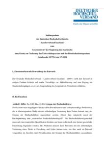 Stellungnahme des Deutschen Hochschulverbandes – Landesverband Saarland – zum Gesetzentwurf der Regierung des Saarlandes zum Gesetz zur Änderung des Universitätsgesetzes und des Berufsakademiegesetzes