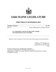 126th MAINE LEGISLATURE FIRST REGULAR SESSION-2013 Legislative Document H.P[removed]No. 770