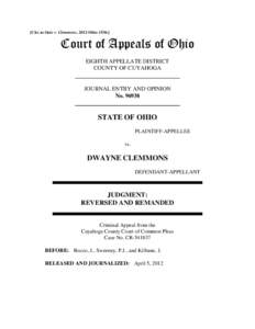 [Cite as State v. Clemmons, 2012-Ohio[removed]Court of Appeals of Ohio EIGHTH APPELLATE DISTRICT COUNTY OF CUYAHOGA