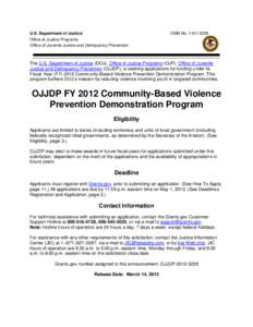 OJJDP FY 2012 Community-Based Violence Prevention Demonstration Program