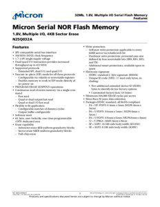 32Mb, 1.8V, Multiple I/O Serial Flash Memory Features