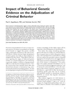 R E G U L A R  A R T I C L E Impact of Behavioral Genetic Evidence on the Adjudication of