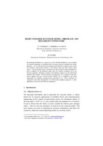 RIGHT CENSORED RAYLEIGH MODEL: SHRINKAGE AND RELIABILITY ESTIMATORS* J.T. FERREIRA†, A. BEKKER & J.J.J. ROUX Department of Statistics, University of Pretoria, email:  M. ARASHI