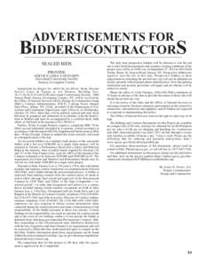 ADVERTISEMENTS FOR  BIDDERS/CONTRACTORS SEALED BIDS PROVIDE SERVICE LINES AND PUMPS